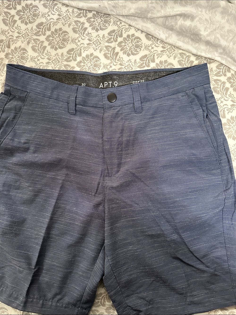 Apt. 9 Men's Heathered Navy Blue Flat Front Shorts